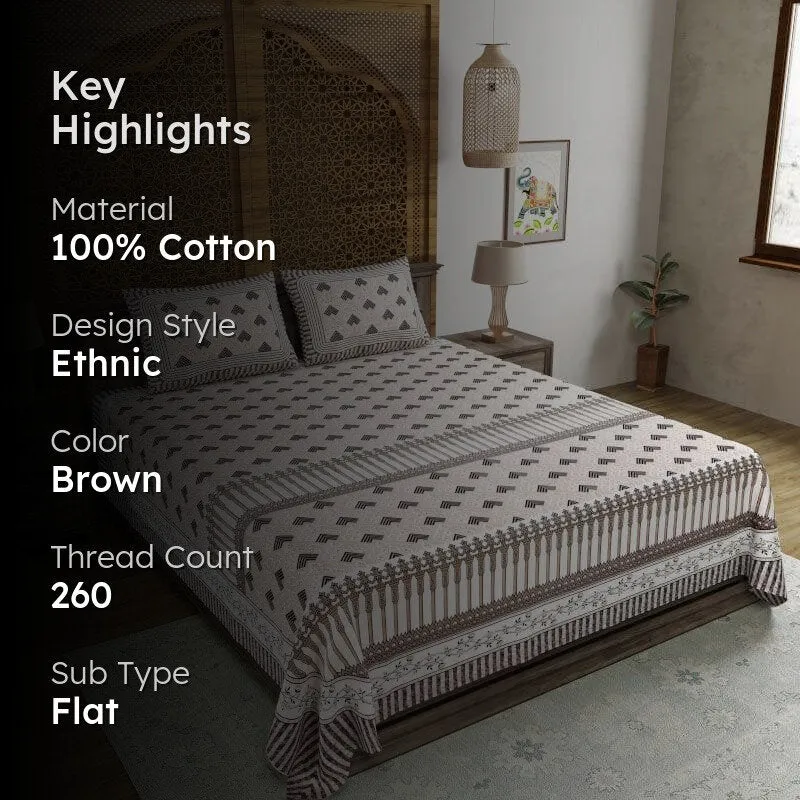 Lux-Raven Cotton Bedsheet (Brown) - 260 TC media 2