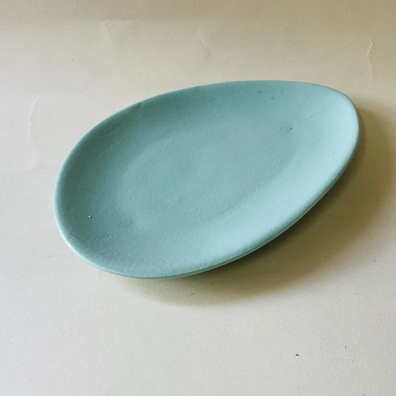 Almond Ceramic Platter (8 Inch) - Green media 3