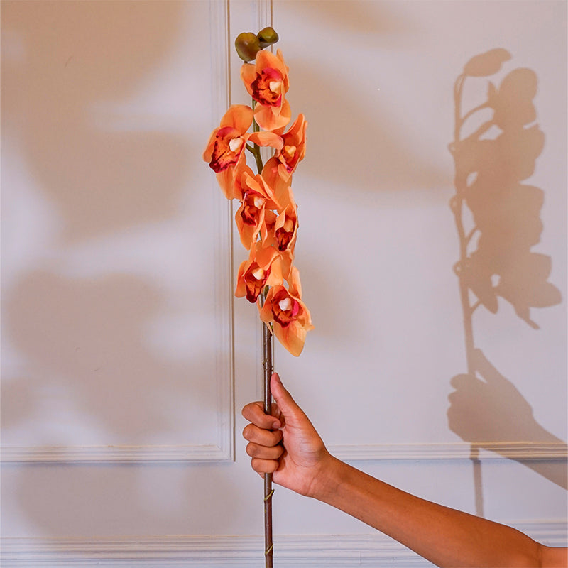 Faux Cymbidium Orchid Flower Stick (Yellow) - 35 CM media 3