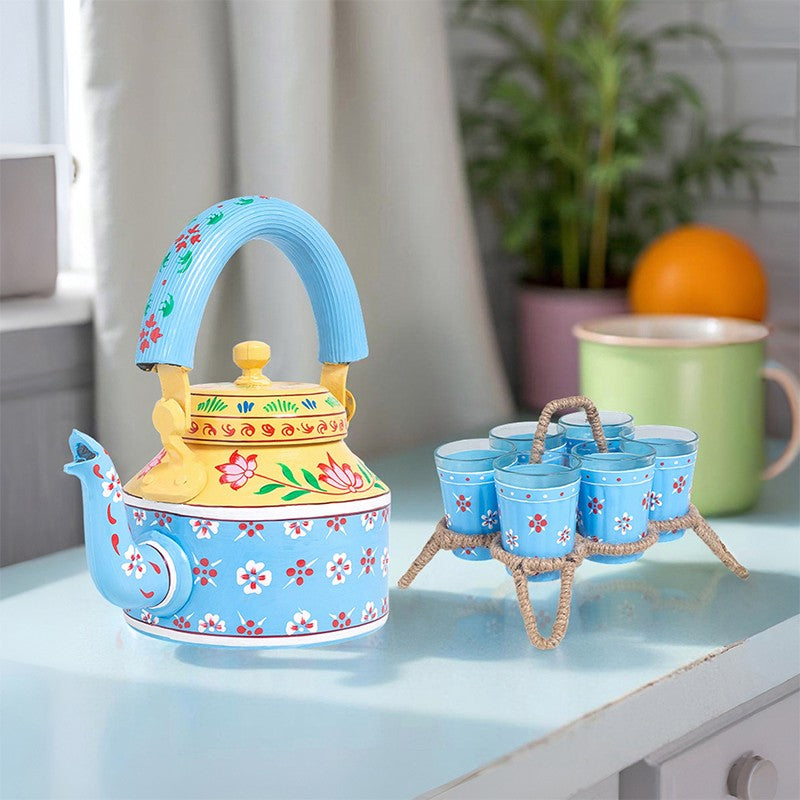Brew Serve Handpainted Tea Set With Stand  - Eight Piece Set media 4