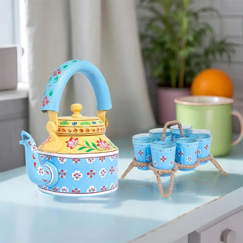 Brew Serve Handpainted Tea Set With Stand  - Eight Piece Set media 4