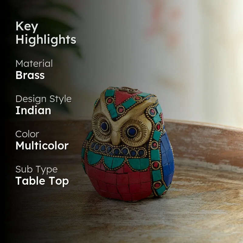 Guardian Owl Brass Showpiece media 2