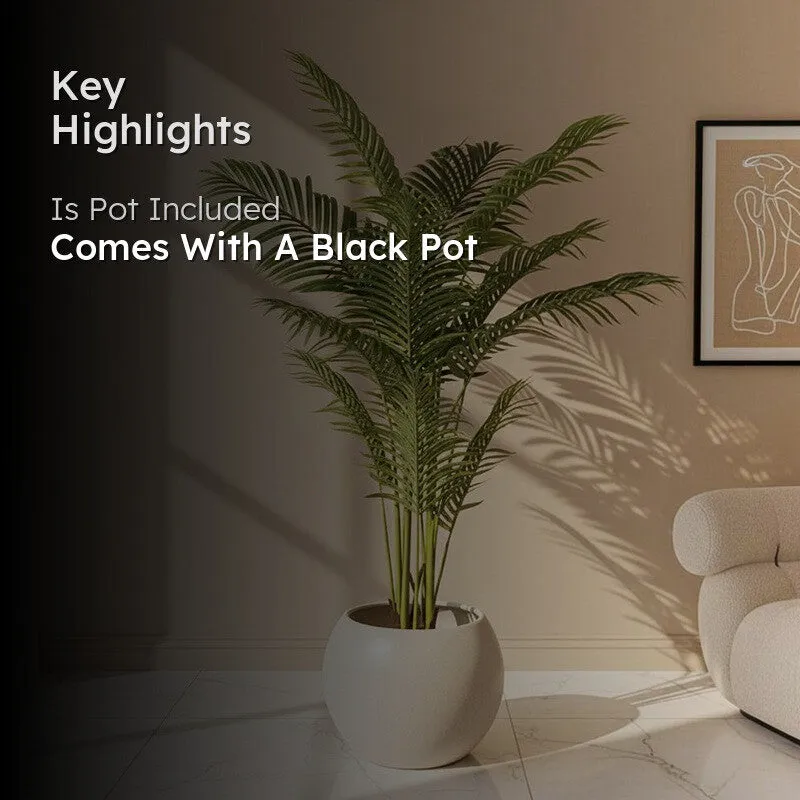 Faux Lush Dypsis Areca Plam Plant With Black Plastic Pot -5 Feet - 2