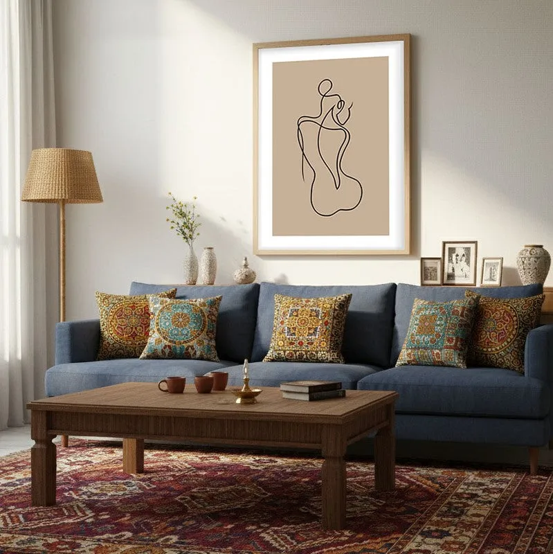 Vellum Nude Canvas Wall Painting With Brown Frame media 5