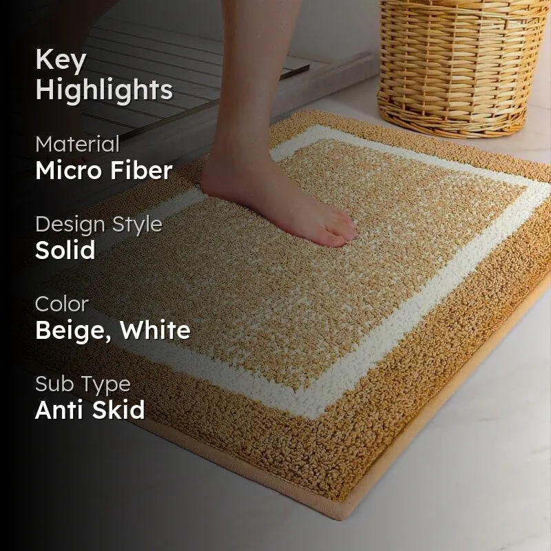 Luxe Comfort Bathmat - Beige & White media 2
