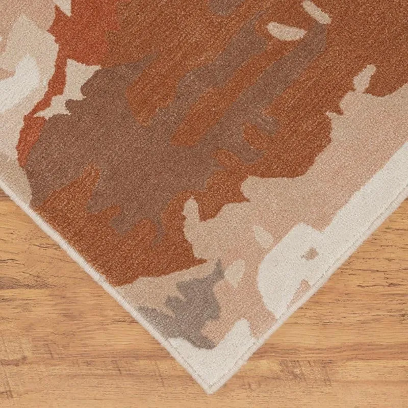 Sobek Hand Tufted Abstract Wool & Nylon Carpet - Rust Brown media 7