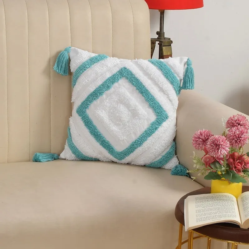 Kasper Chroma Tufted Cushion Cover (Blue) - Set Of Five media 3