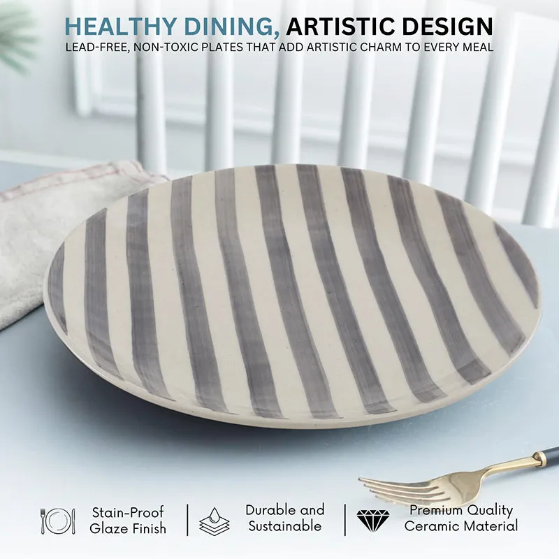 Cross Strips Ceramic Dinner Plate - Set Of Six media 5