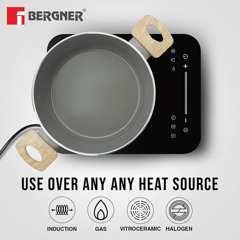 Bergner Ever Glide Induction Safe Non-Stick Cooking Pot With Lid - 4500 mL/24 cm media 5