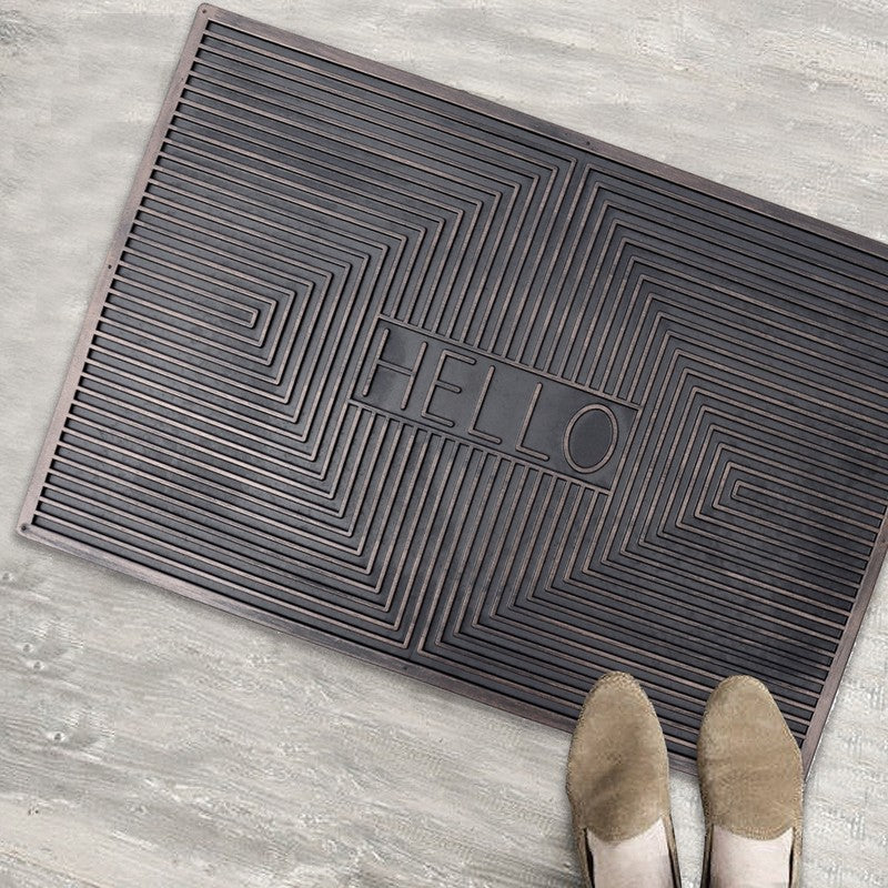 Zaro Abstract Rubber Door Mats - Grey media 3