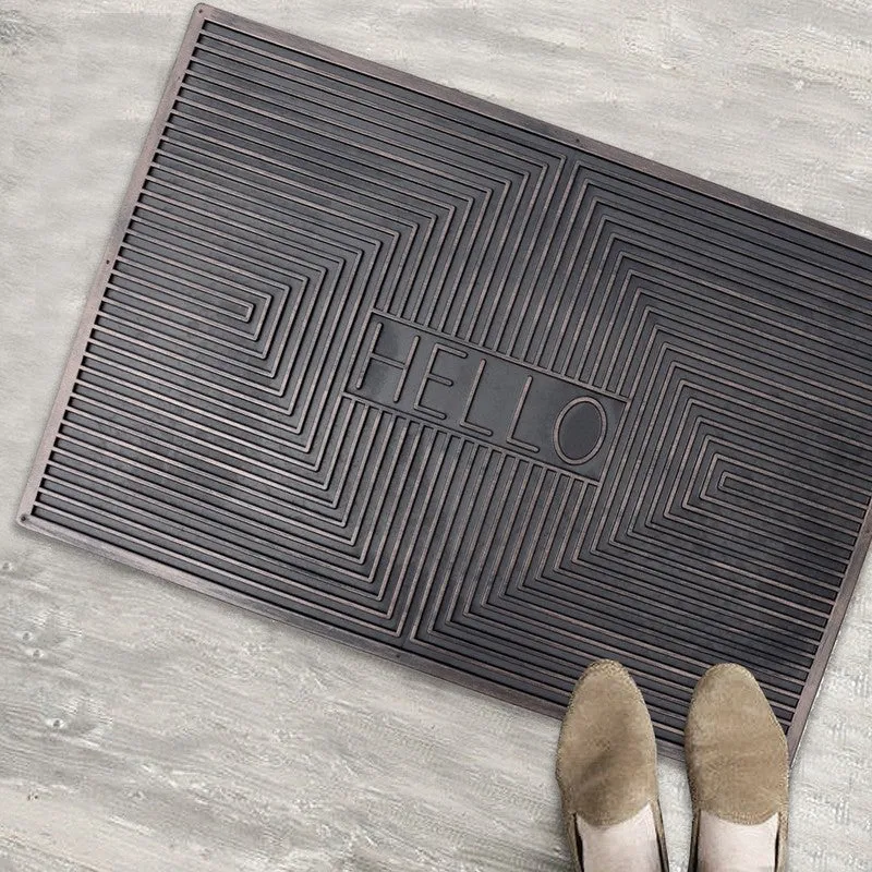 Zaro Abstract Rubber Door Mats - Grey media 3