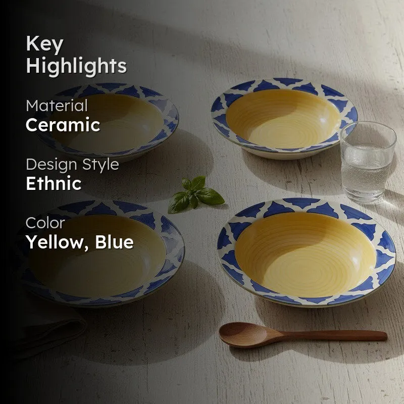Radiant Handcrafted Ceramic Pasta Plate (Yellow) - Set Of Four media 2