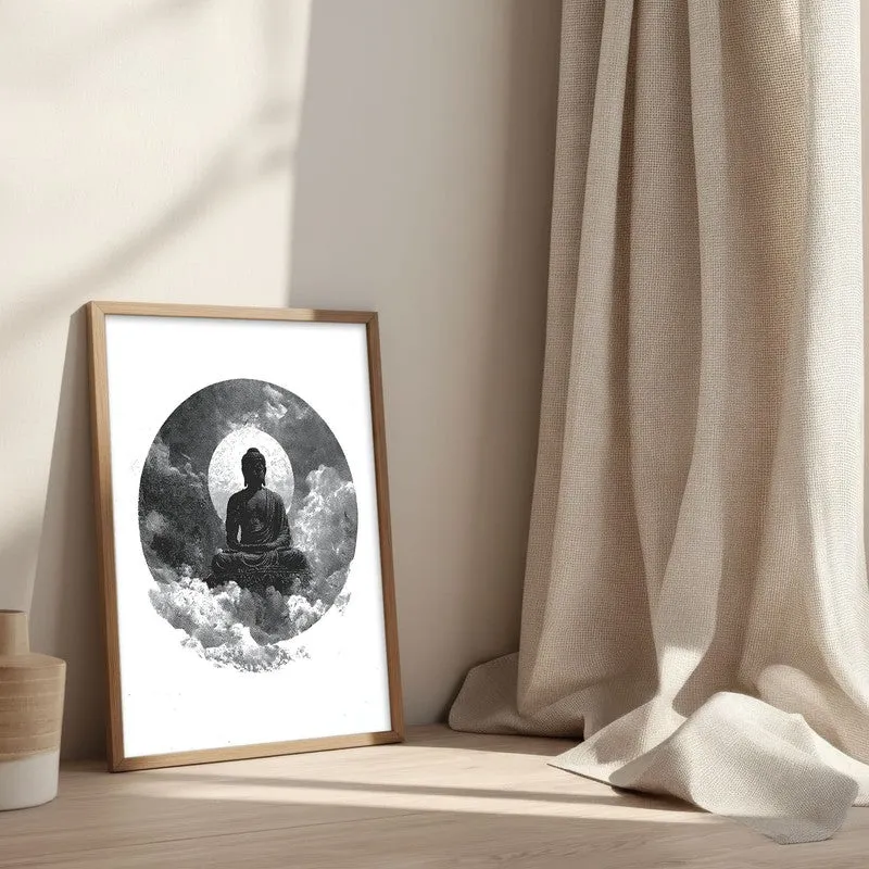 Buddha Zen Art Wall Painting With Brown Frame media 3