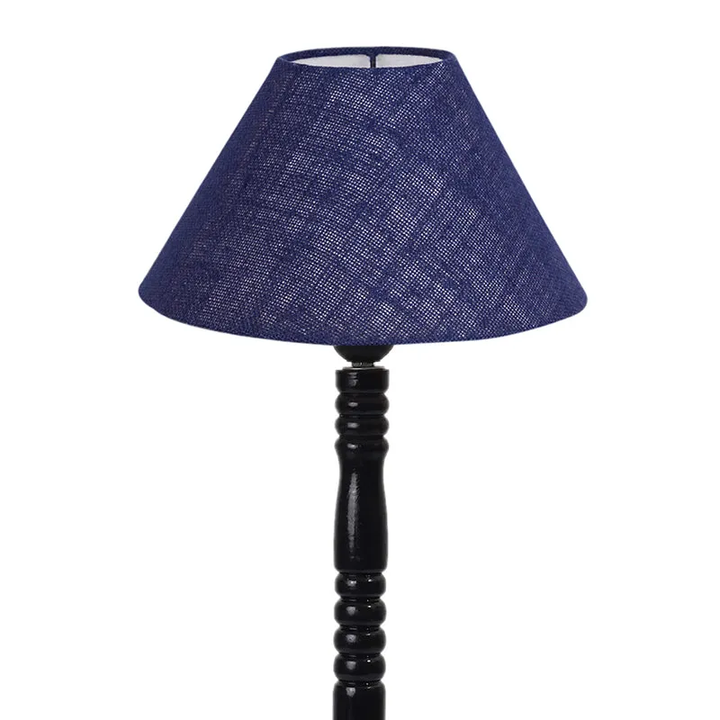 Loft Gleam Table Lamp With Carved Wooden Base - Blue,Black media 6