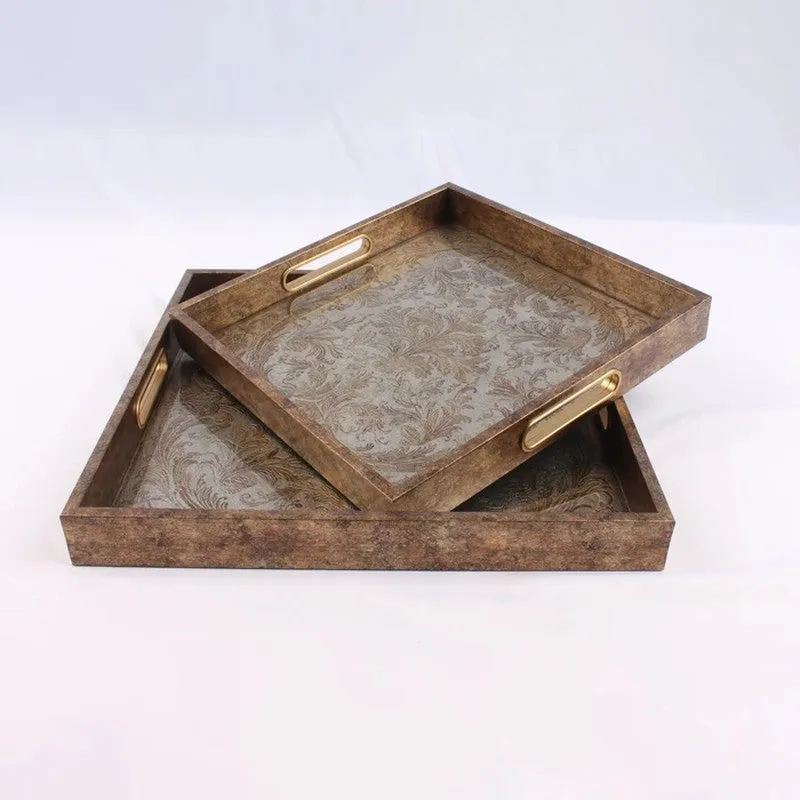 Orna Luxe (Wood,Glass) Serving Tray - Set of Two media 5