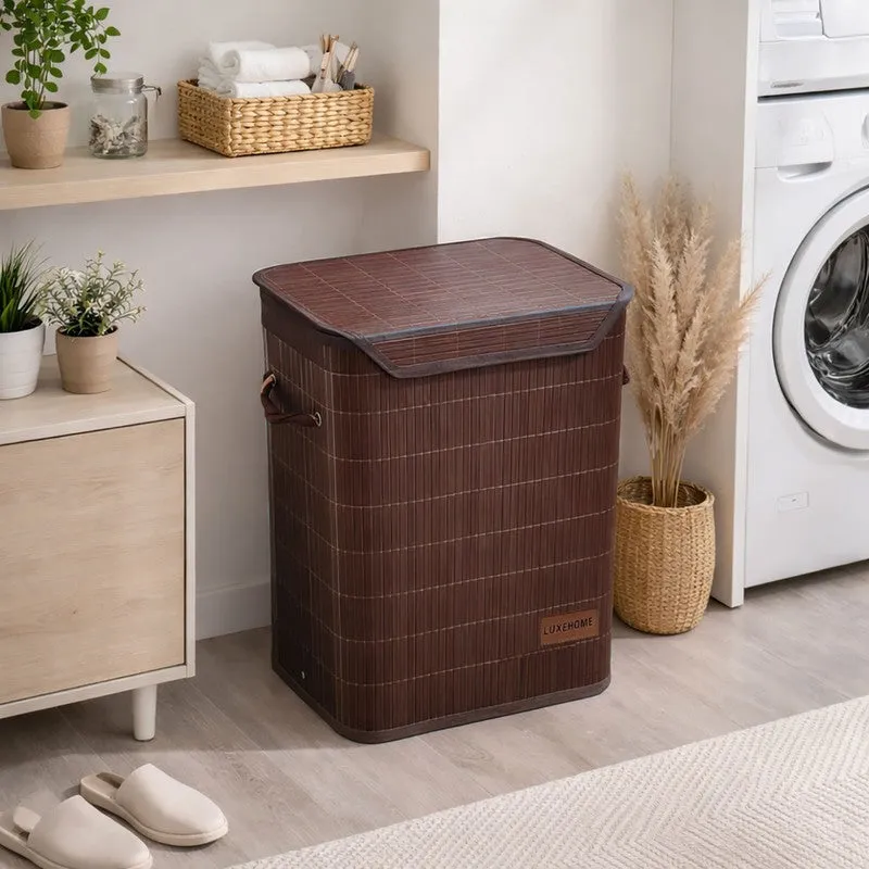 Strap Bamboo Laundry Basket - Brown media 1