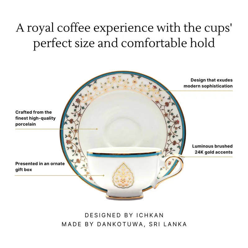 Gilded Mavi 24k Gold Brushed Porcelain Tea Cup & Saucer (280 mL) - Set of Six media 5