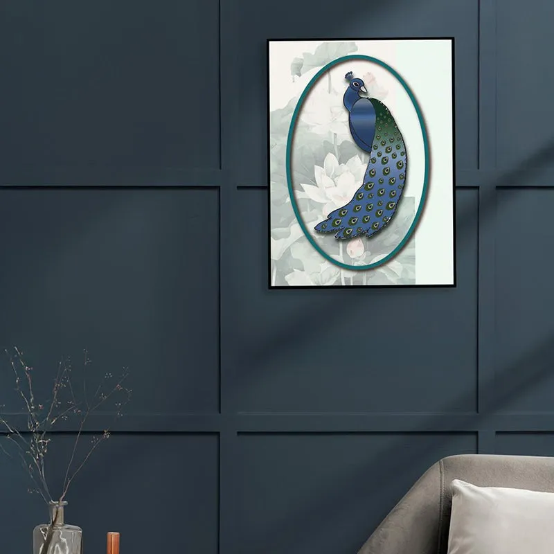Peacock Portrait Wall Art with Black Frame media 3