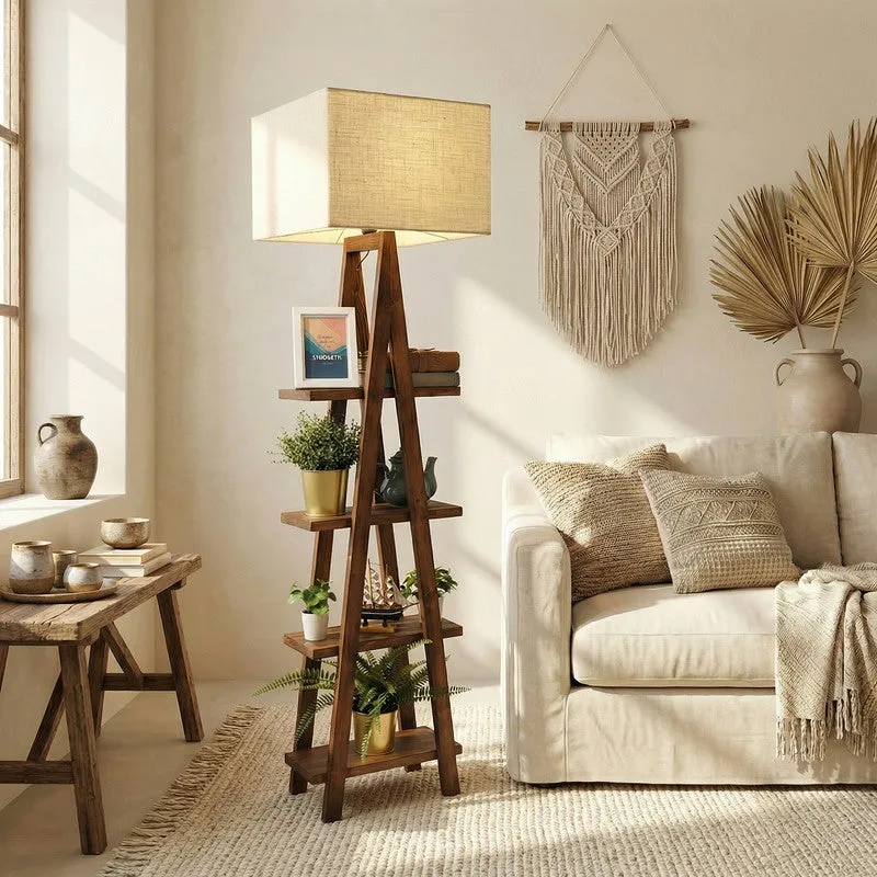 Brontis Shelf Wooden Floor Lamp media 1