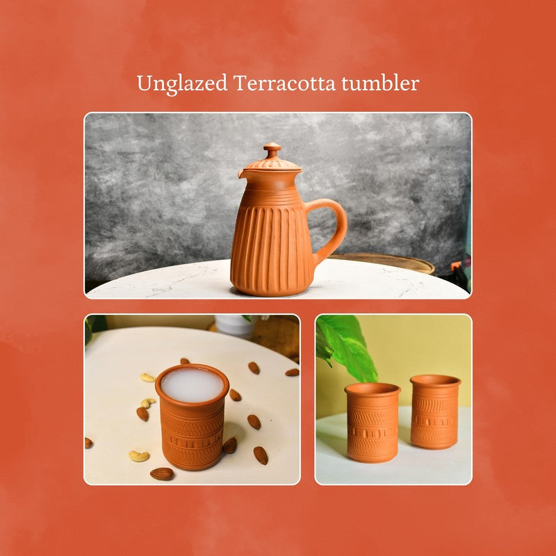 Charming Terracotta Jug with Glasses - Three Piece Set media 8