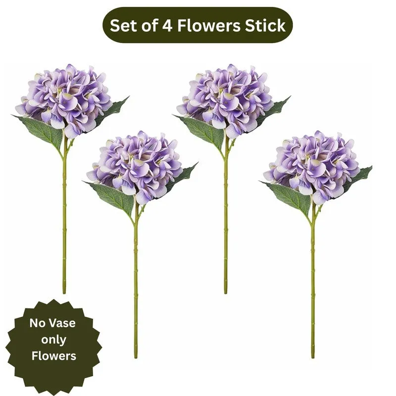 Lilac Aura Polyester Artificial Hydrangea Flower - Set of Four media 3