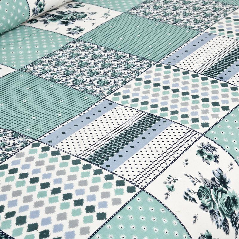 Yuna Floral Cotton Bedsheet (Blue,White) - 160 TC media 4