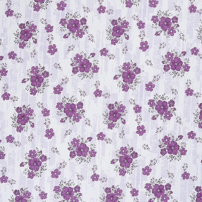 Monte Carlo Petal Story Cotton Bedsheet (White,Purple) - 104 TC media 7