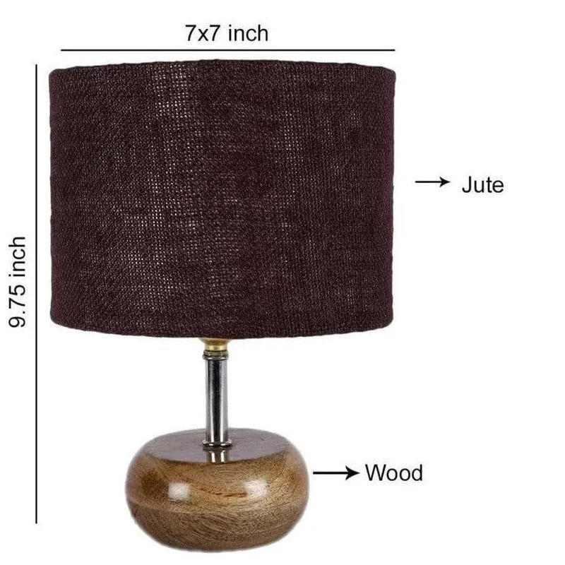 Rustic Wood Pebble Fabric Table Lamp - Brown media 7