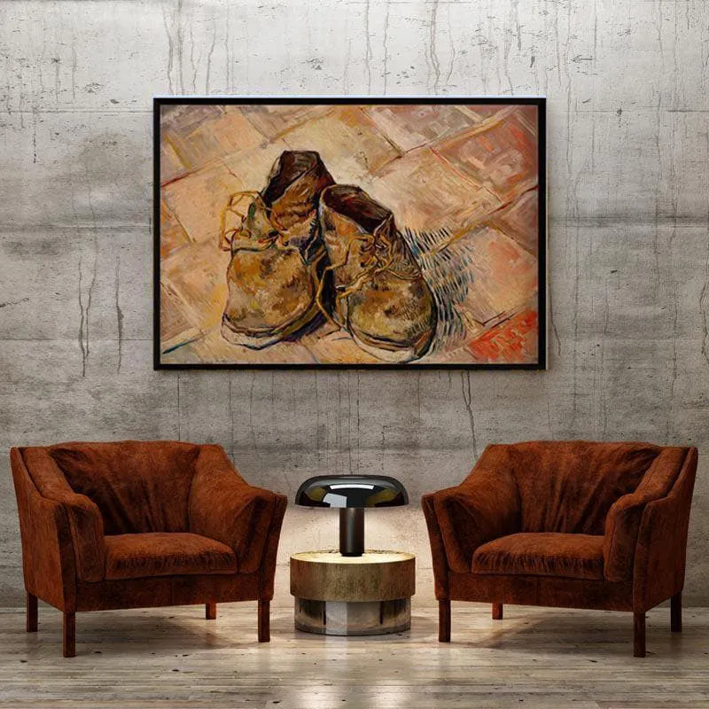 Canvas Painting Of Shoes By Vincent Van Gogh - Black Frame media 4