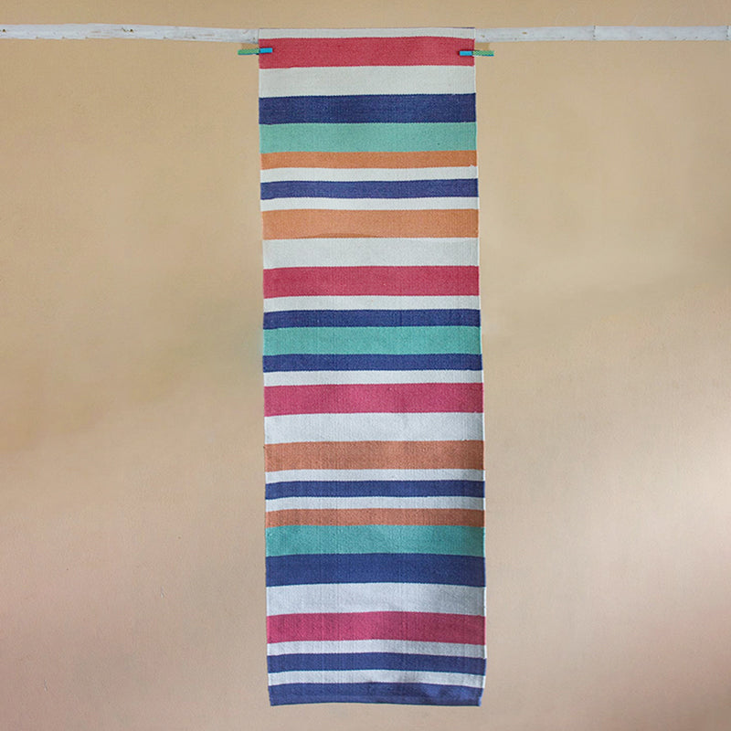 Sea Breeze Stripes Woven Bedside Cotton Rug media 4