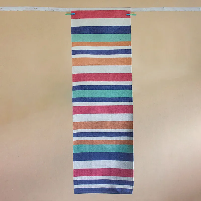 Sea Breeze Stripes Woven Bedside Cotton Rug media 4