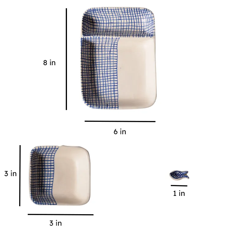 Ikigai Ceramic Chip n Dip Platter with Bowl & Chopstick Holder - Three Piece Set media 7