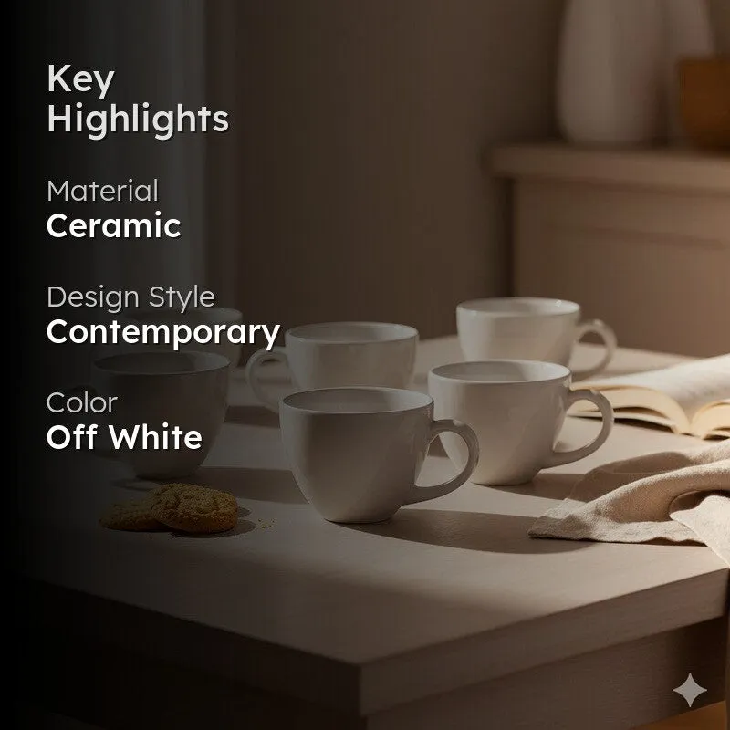 Zen Ceramic Tea Cup (180 mL Each) - Set Of Six media 2