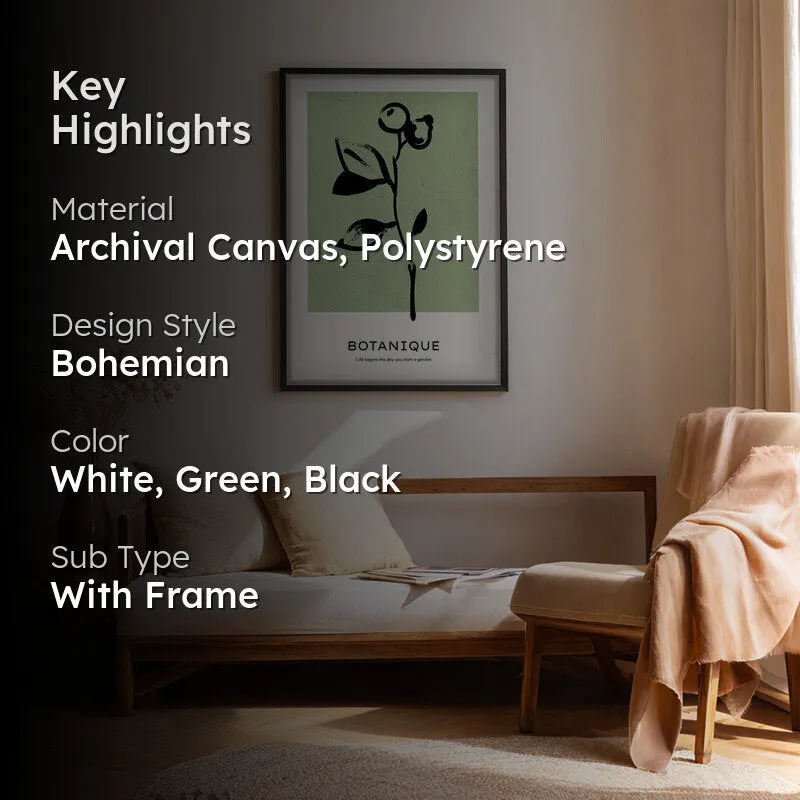 Floral Silhouette Canvas Wall Painting With Black Frame media 2
