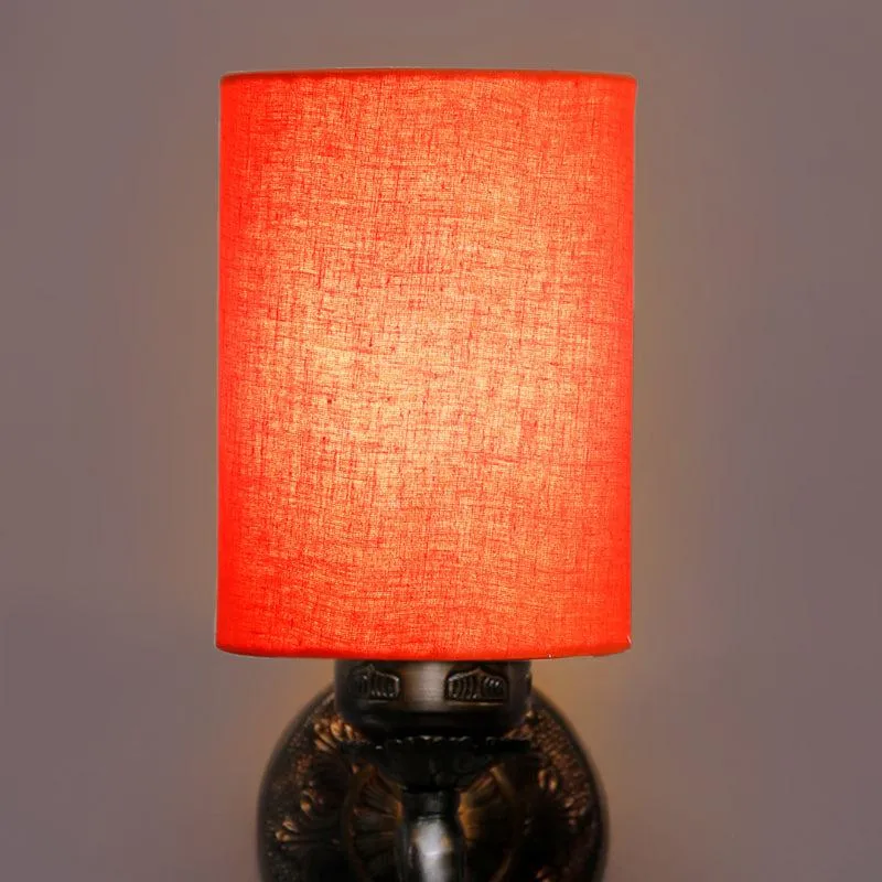 Amro Retro Cylindrical Fabric & Metal Wall Lamp - Orange media 4