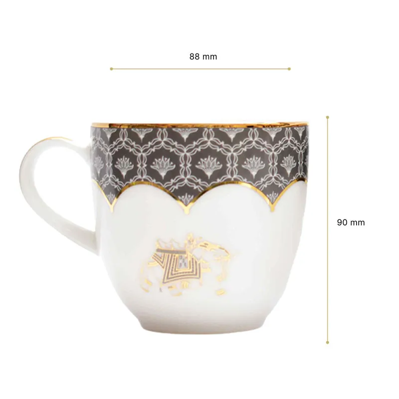 Gilded Legacy Pete 24k Gold Brushed Porcelain Coffee Mug (300 mL Each/Grey) - Set Of Four media 10