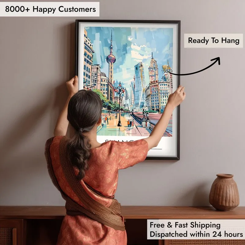 Vintage Shanghai Framed Canvas Wall Painting media 6