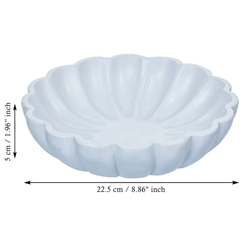 White Lotus Petal Resin Urli - White media 10