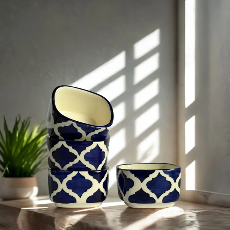 lanix Ceramic Dip Bowls (Blue,White ,50 mL Each) - Set Of Four media 5