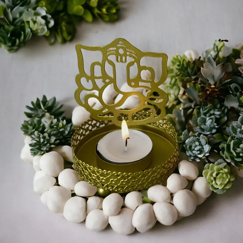 Ganesha Silhouette Tea Light Holder media 1
