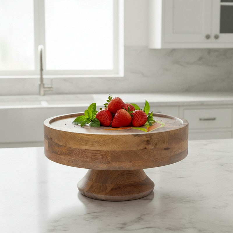 Lotus Petal Wooden Cake Stand