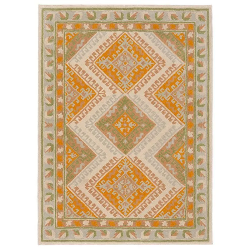 Loreth Hand Tufted Ethnic Wool & Nylon Carpet - Orange media 1