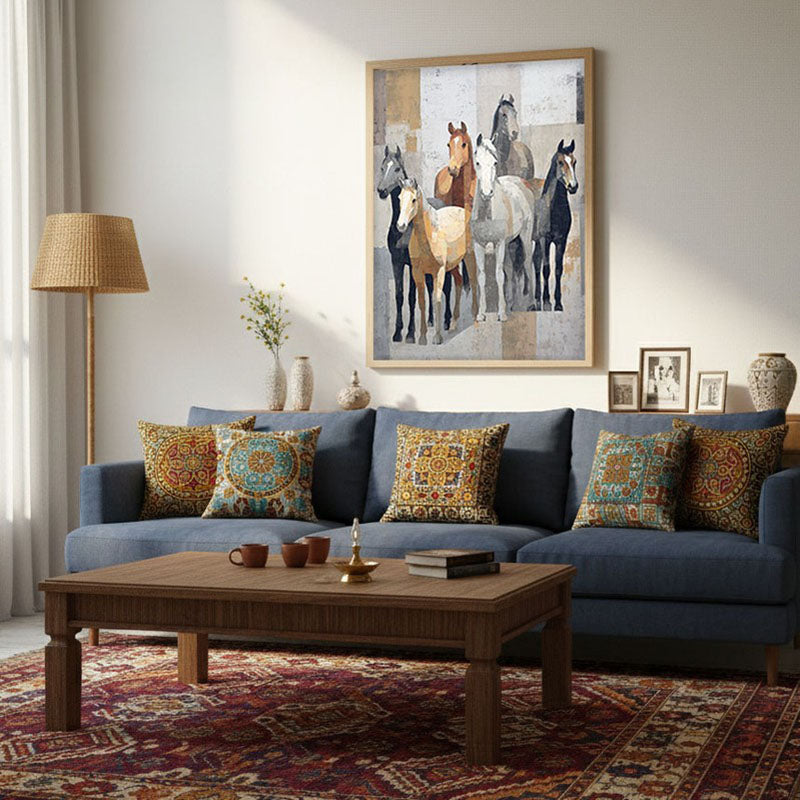 Stylized Horse Painting With Brown Frame media 3