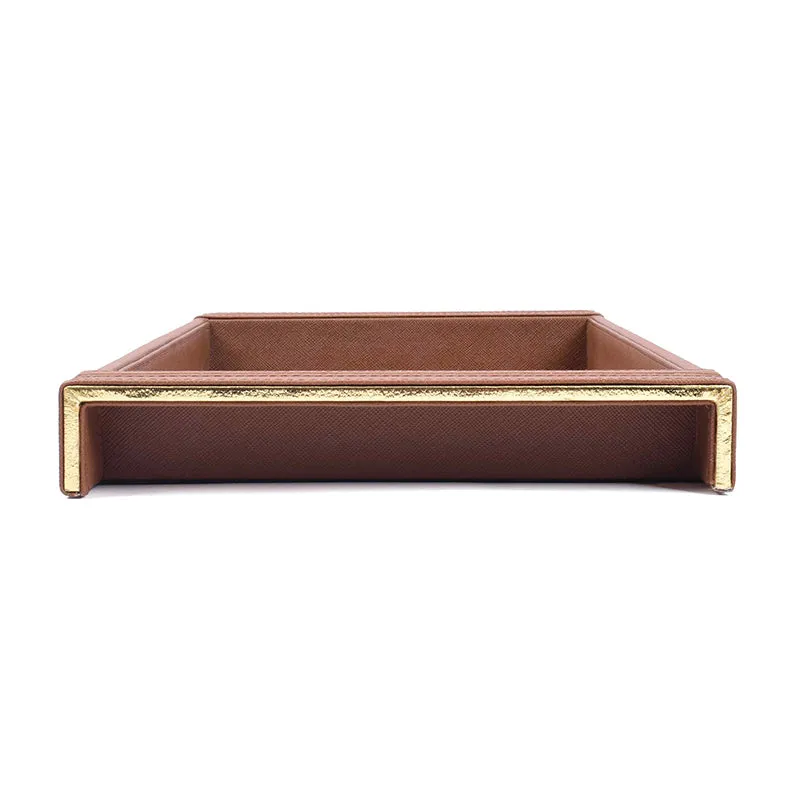 Ceastra Faux Leather Serving Tray - Brown media 3