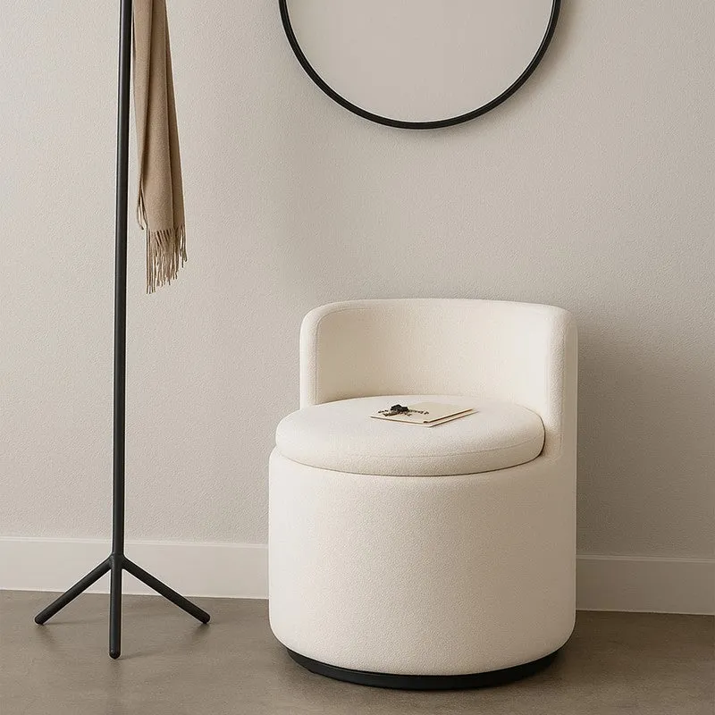 Comfora Solid Ivory Sherpa Fabric Ottoman media 3