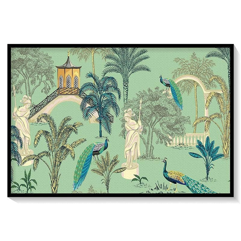 India Peacock Heritage Wall Painting - Black Frame media 3
