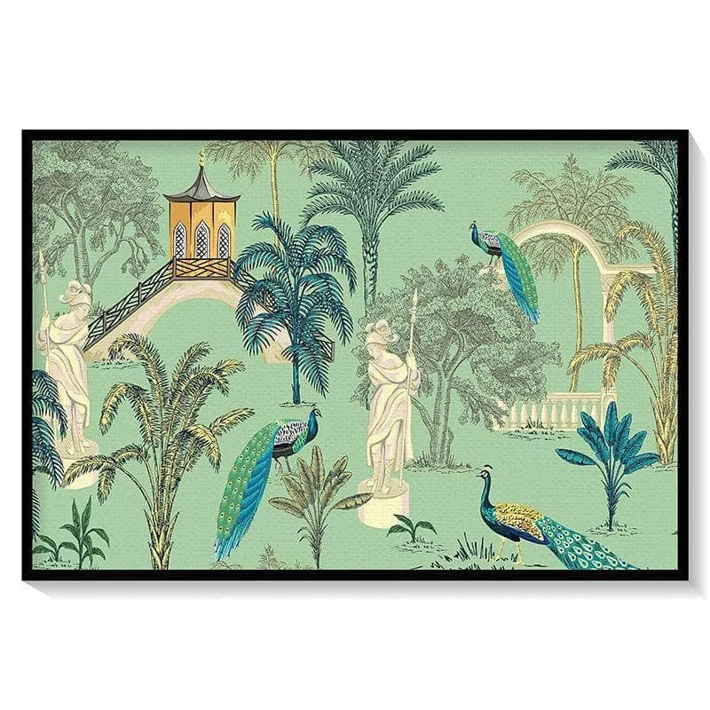 India Peacock Heritage Wall Painting - Black Frame media 3