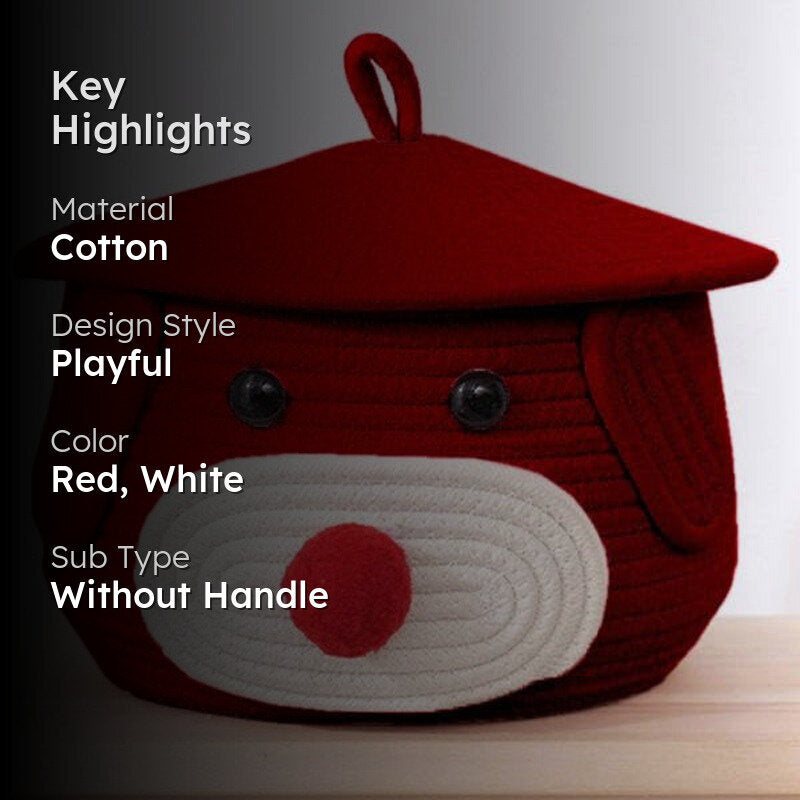 Doggo Dude Kids Cotton Rope Basket - Red & White media 2