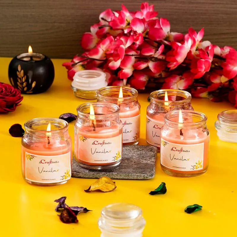 Nithya Vanilla Scented Jar Candle - Set Of Five media 1
