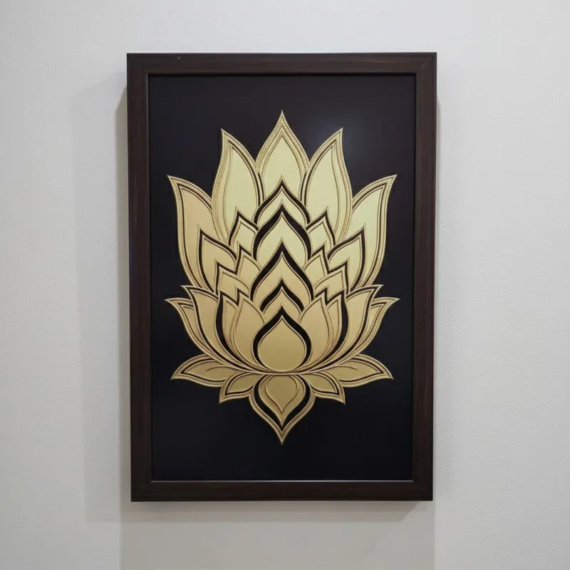 Sacred Geometry & Lotus Wall Painting With Frame - Set Of Three media 6